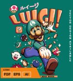 Plantilla diseño de camisetas vectoriales luigi