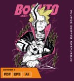 Plantilla diseño de camisetas vectoriales de anime Naruto Boruto 2