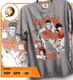 Plantilla diseño de camisetas vectoriales de anime slam ryota - Imagen 2