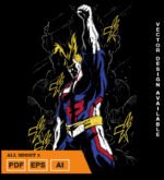 Plantilla diseño de camisetas vectoriales de anime My Heroe Might 3