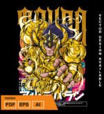 Plantilla diseño de camisetas vectoriales de anime Caballeros Tauro