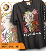 Plantilla diseño de camisetas vectoriales de anime revengers draken - Imagen 2