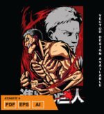 Plantilla diseño de camisetas vectoriales de anime Ataque 2