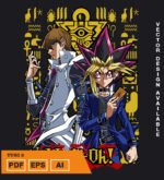 Plantilla diseño de camisetas vectoriales de anime yu gi 2