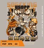 Plantilla diseño de camisetas vectoriales de anime Una Pieza Usopp