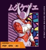 Plantilla diseño de camisetas vectoriales de anime Bola Dragon janemba