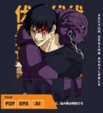 Plantilla diseño de camisetas vectoriales de anime Jujutsu Toji