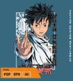 Plantilla diseño de camisetas vectoriales de anime Jujutsu Yuta