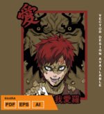 Plantilla diseño de camisetas vectoriales de anime Naruto gara