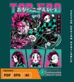 Plantilla diseño de camisetas vectoriales de anime Demon Tanjiro