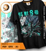 Plantilla diseño de camisetas vectoriales de anime Kaiju 3 - Imagen 2