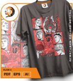 Plantilla diseño de camisetas vectoriales de anime slam 2 - Imagen 2