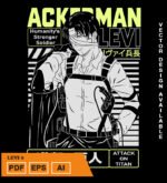 Plantilla diseño de camisetas vectoriales de anime Ataque Levi 2