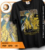 Plantilla diseño de camisetas vectoriales de anime Caballeros Acuario - Imagen 2
