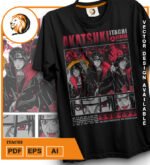 Plantilla diseño de camisetas vectoriales de anime Naruto itachi - Imagen 2