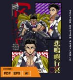 Plantilla diseño de camisetas vectoriales de anime Demon Giumei