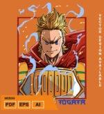 Plantilla diseño de camisetas vectoriales de anime My Heroe Mirio