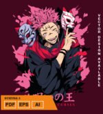 Plantilla diseño de camisetas vectoriales de anime Jujutsu Sukuna 2