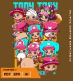 Plantilla diseño de camisetas vectoriales de anime Una Pieza Chooper 5