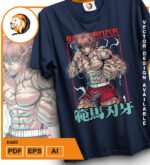 Plantilla diseño de camisetas vectoriales de anime Baki - Imagen 2