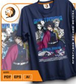 Plantilla diseño de camisetas vectoriales de anime Demon Giyu - Imagen 2