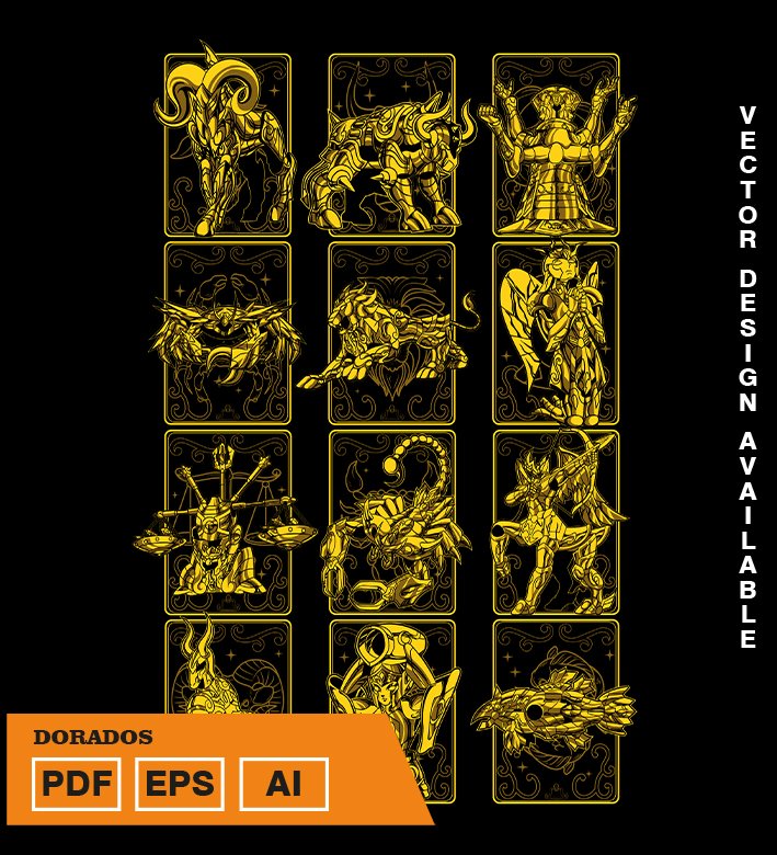 TURTURTU Plantilla diseño de camisetas vectoriales de anime Caballeros Armaduras - Imagen 1