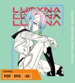 Plantilla diseño de camisetas vectoriales de anime Cyber lucyna