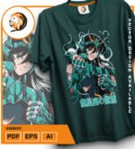 Plantilla diseño de camisetas vectoriales de anime Caballeros dragon - Imagen 2