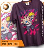 Plantilla diseño de camisetas vectoriales de anime Naruto Boruto - Imagen 2