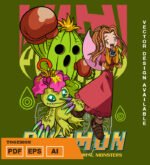 Plantilla diseño de camisetas vectoriales de anime Digi togemon