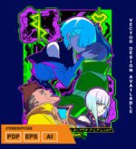 Plantilla diseño de camisetas vectoriales de anime Cyber