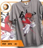 Plantilla diseño de camisetas vectoriales de anime samurai 2 - Imagen 2