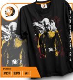 Plantilla diseño de camisetas vectoriales de anime one punch - Imagen 2