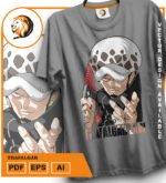 Plantilla diseño de camisetas vectoriales de anime Una Pieza trafalgar - Imagen 2