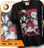 Plantilla diseño de camisetas vectoriales de anime Chainsaw 3 - Imagen 2