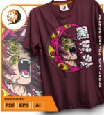 Plantilla diseño de camisetas vectoriales de anime Demon kokushibo - Imagen 2