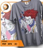 Plantilla diseño de camisetas vectoriales de anime Hunter Hisoka - Imagen 2