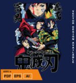 Plantilla diseño de camisetas vectoriales de anime Demon Giyu 2