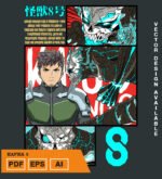Plantilla diseño de camisetas vectoriales de anime Kaiju kafka 3