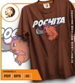 Plantilla diseño de camisetas vectoriales de anime Chainsaw Pochita 3 - Imagen 2
