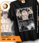 Plantilla diseño de camisetas vectoriales de anime Baki Hanayama 2 - Imagen 2