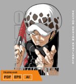 Plantilla diseño de camisetas vectoriales de anime Una Pieza trafalgar
