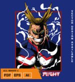 Plantilla diseño de camisetas vectoriales de anime My Heroe Might 4