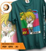 Plantilla diseño de camisetas vectoriales de anime 7 Pecados Meliodas chibi - Imagen 2