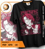 Plantilla diseño de camisetas vectoriales de anime Una Pieza Shank 2 - Imagen 2