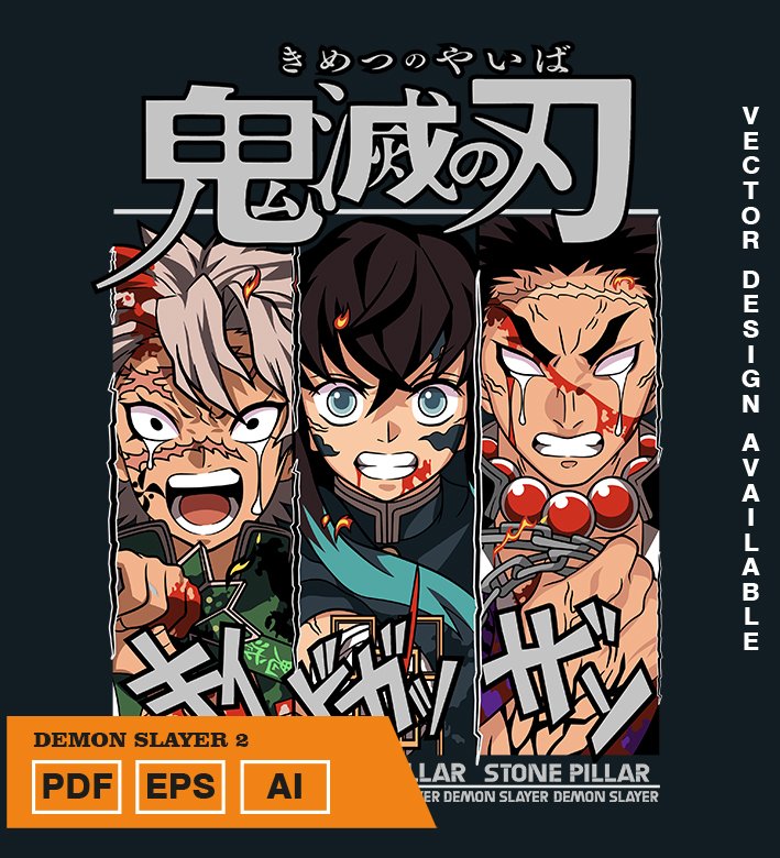 TWETET Plantilla diseño de camisetas vectoriales de anime Demon 2 - Imagen 1