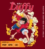 Plantilla diseño de camisetas vectoriales de anime Una Pieza luffy 9