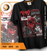 Plantilla diseño de camisetas vectoriales de anime Berserk 6 - Imagen 2
