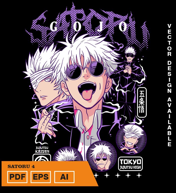 TWETWT Plantilla diseño de camisetas vectoriales Satoru 4 - Imagen 1