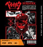 Plantilla diseño de camisetas vectoriales de anime Berserk 6